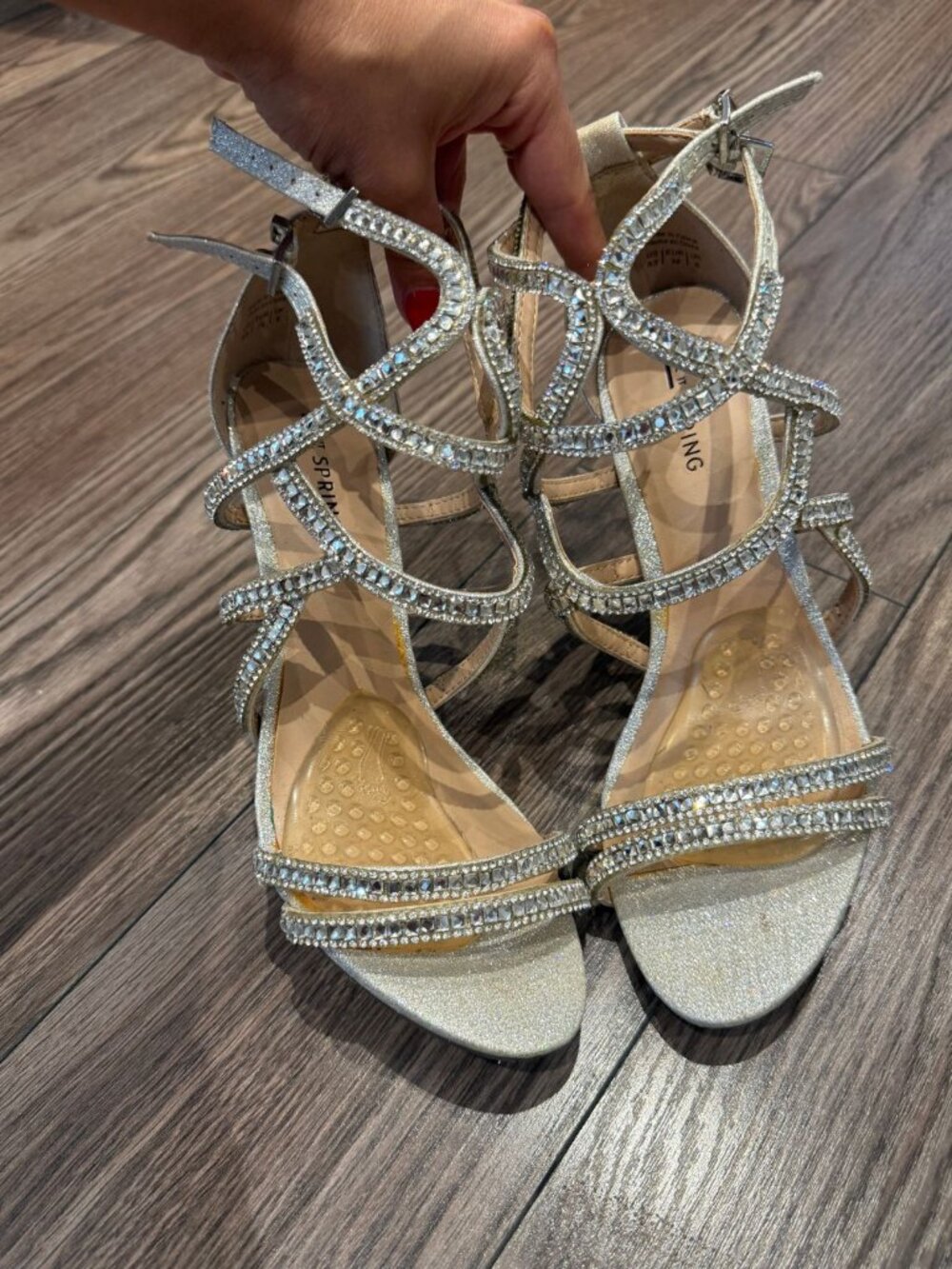 Call It Spring Silver Rhinestone Cage Heels - Size 8.5 (With Box) - Picture 4 of 12